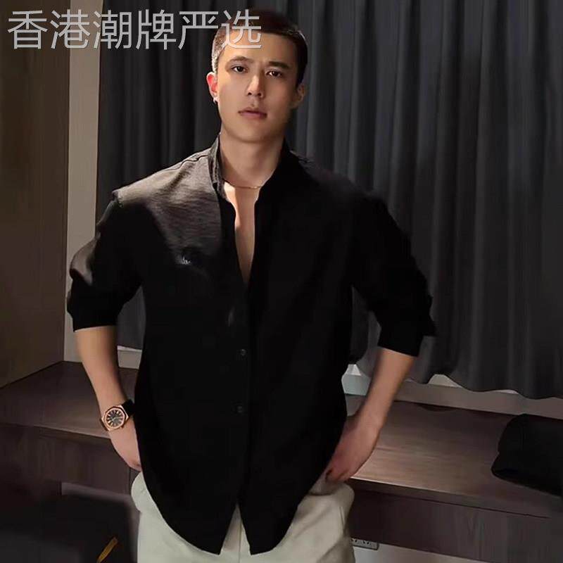 潮牌老钱风防晒亚麻衬衫男士夏季2026新款慵懒感薄款透气长袖衬衣
