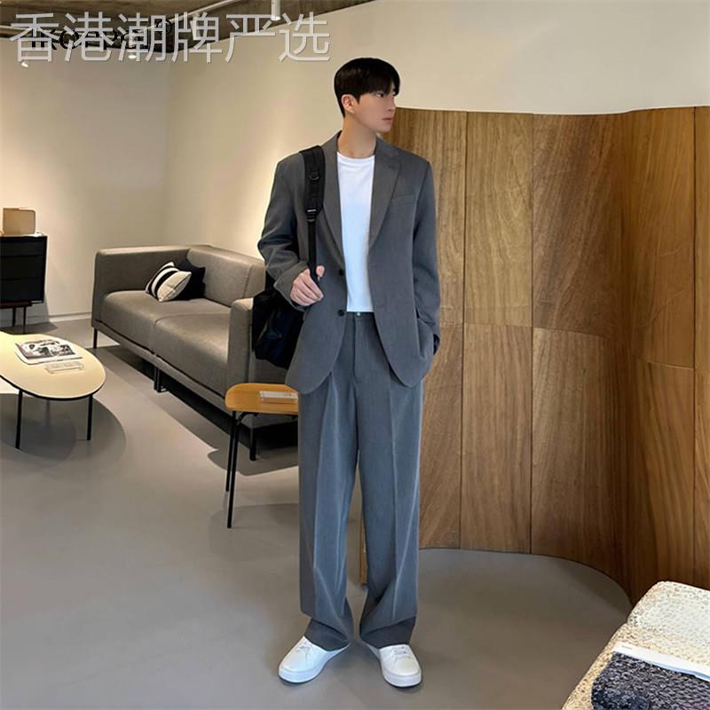 轻奢新款男士宽松休闲西服套装2025春秋韩版显瘦西裤套装西装外套