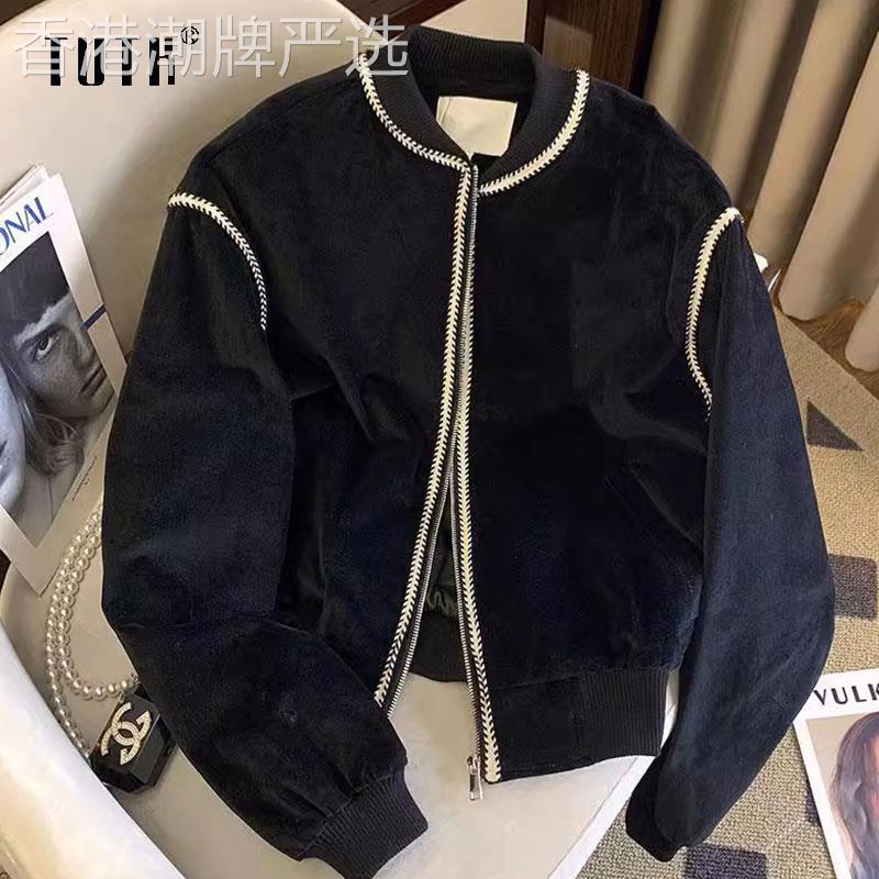 外套男春秋季新款美式情侣装黑色棒球服男士潮牌宽松痞帅短款夹克