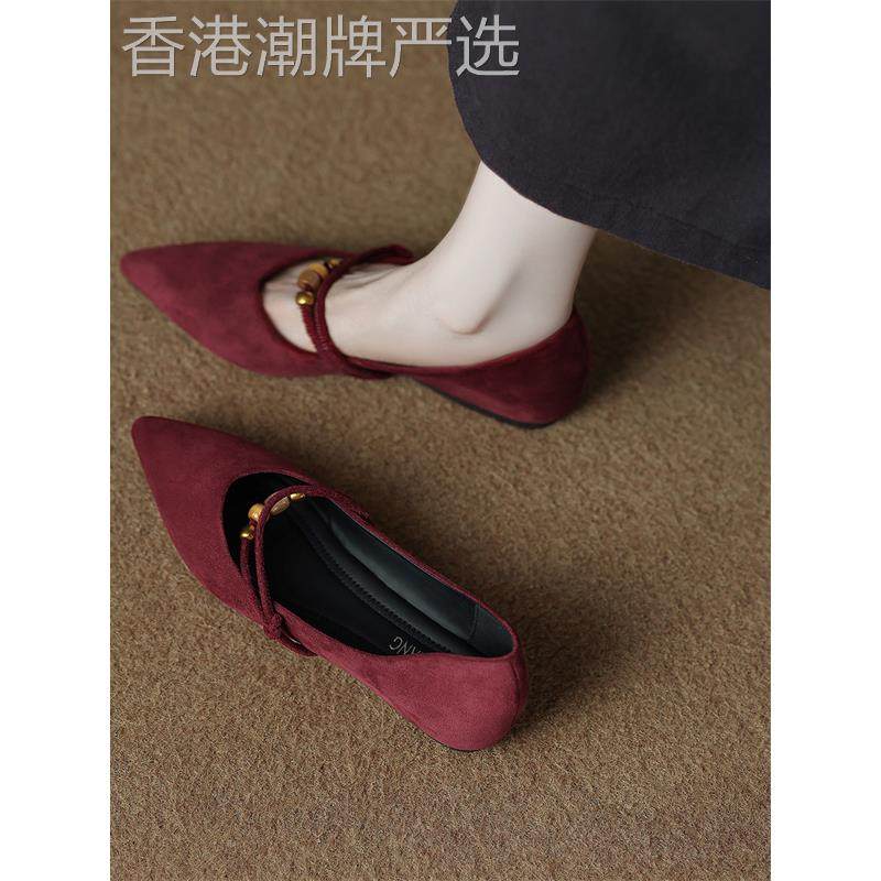 法式小羊皮尖头平底瓢鞋女2025秋冬季浅口百搭软底绝美不累脚单鞋