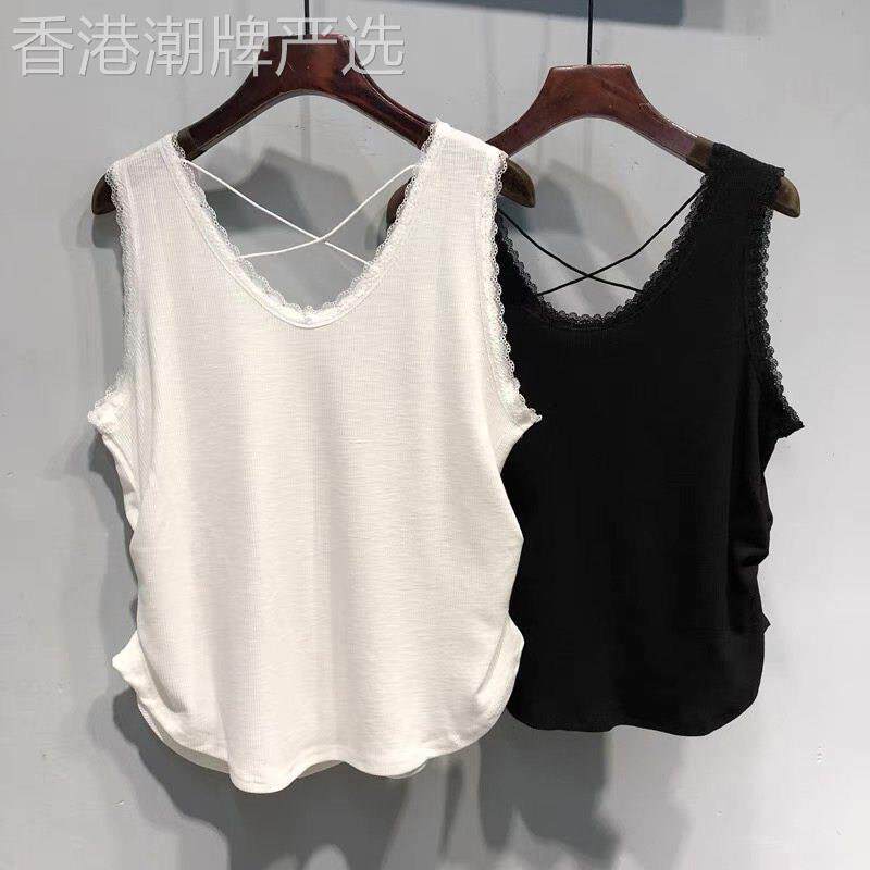 白色u领蕾丝吊带背心女可外穿夏季2026新款大码胖mm内搭打底上衣