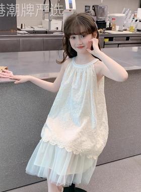 英国Next Kiss女童洋装夏季2025新款儿童超好看大童挂颈公主裙