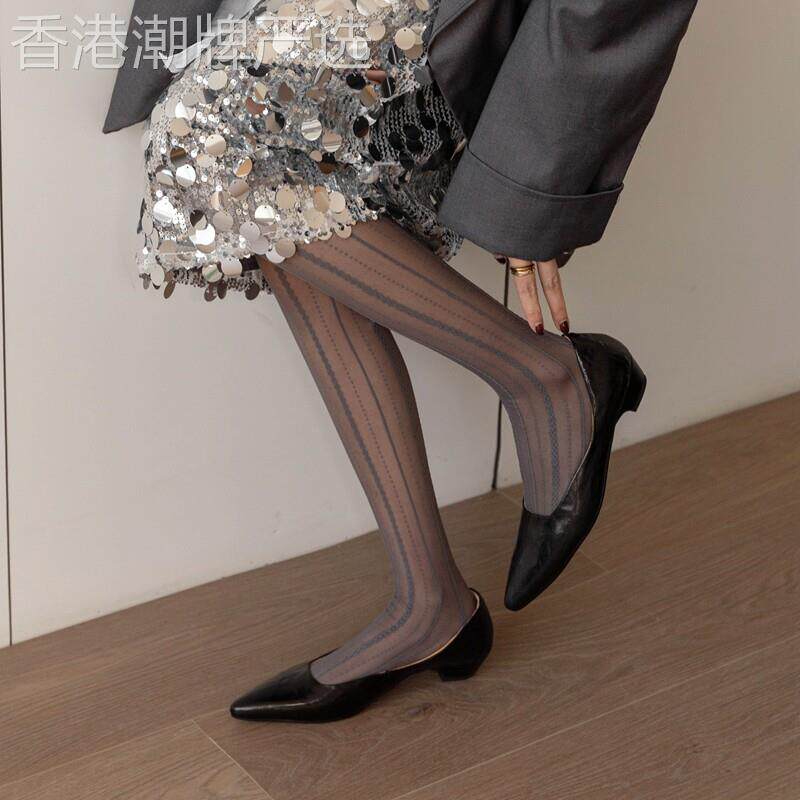 回忆发条!复古通勤浅口单鞋女工作尖头中跟不累脚羊皮春季奶奶鞋