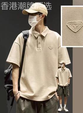 YHNP轻奢潮牌polo衫短袖男款百搭休闲夏季新款高级感宽松翻领t恤