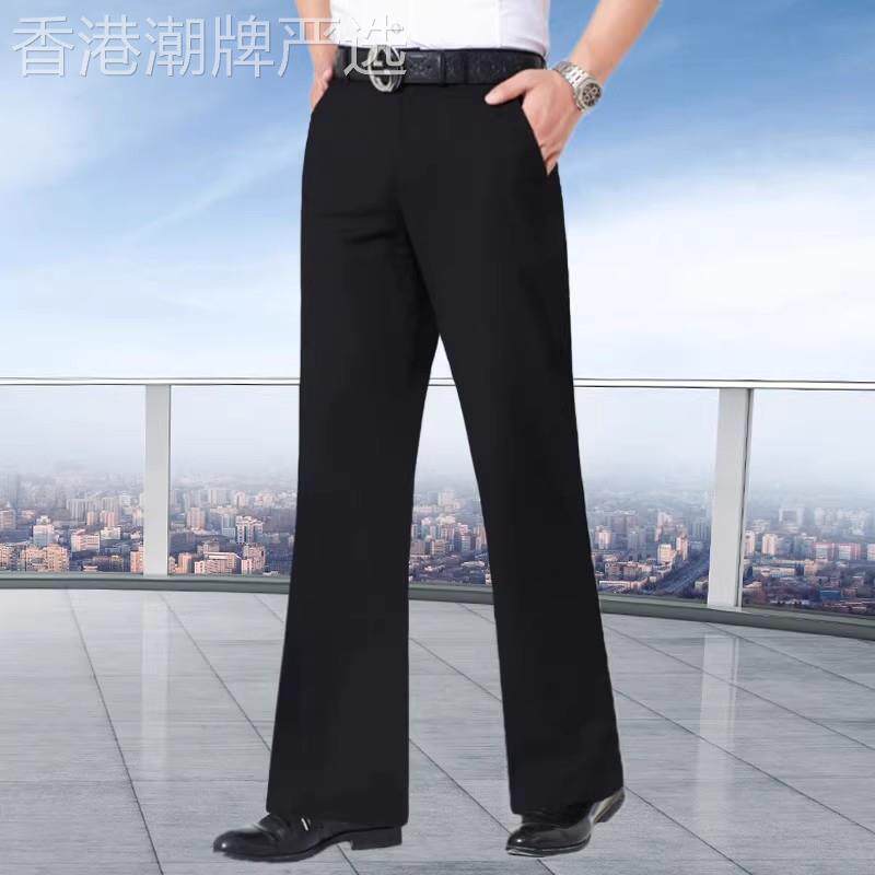 春秋新款时尚喇叭裤男高级感弹力阔腿裤夏季垂感直筒免烫微喇西裤