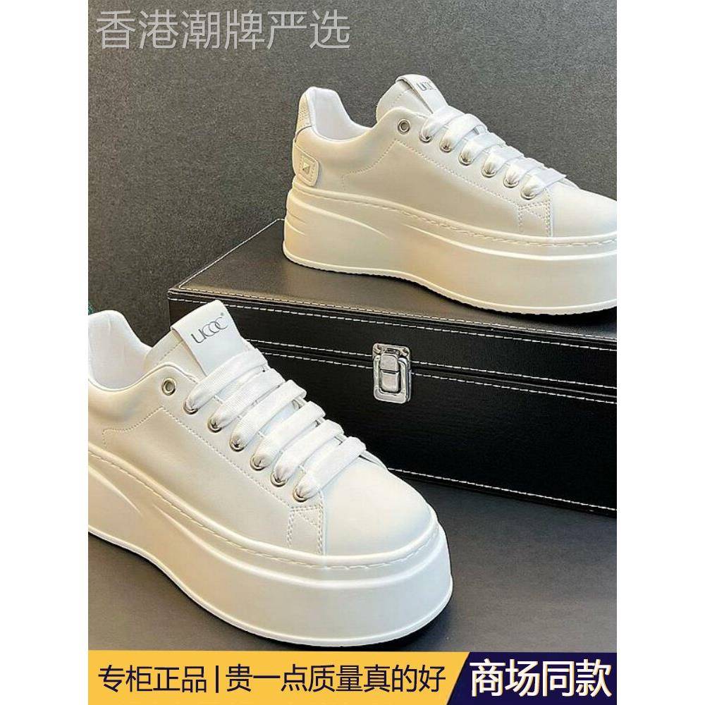 男性High-Bottom白色运动鞋2025新白鞋厚鞋底提高松糕鞋男人的简