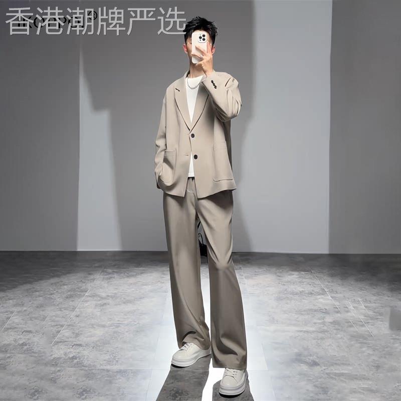 轻奢韩系宽松西服套装男2026春季新款痞帅休闲西装外套西裤两件套