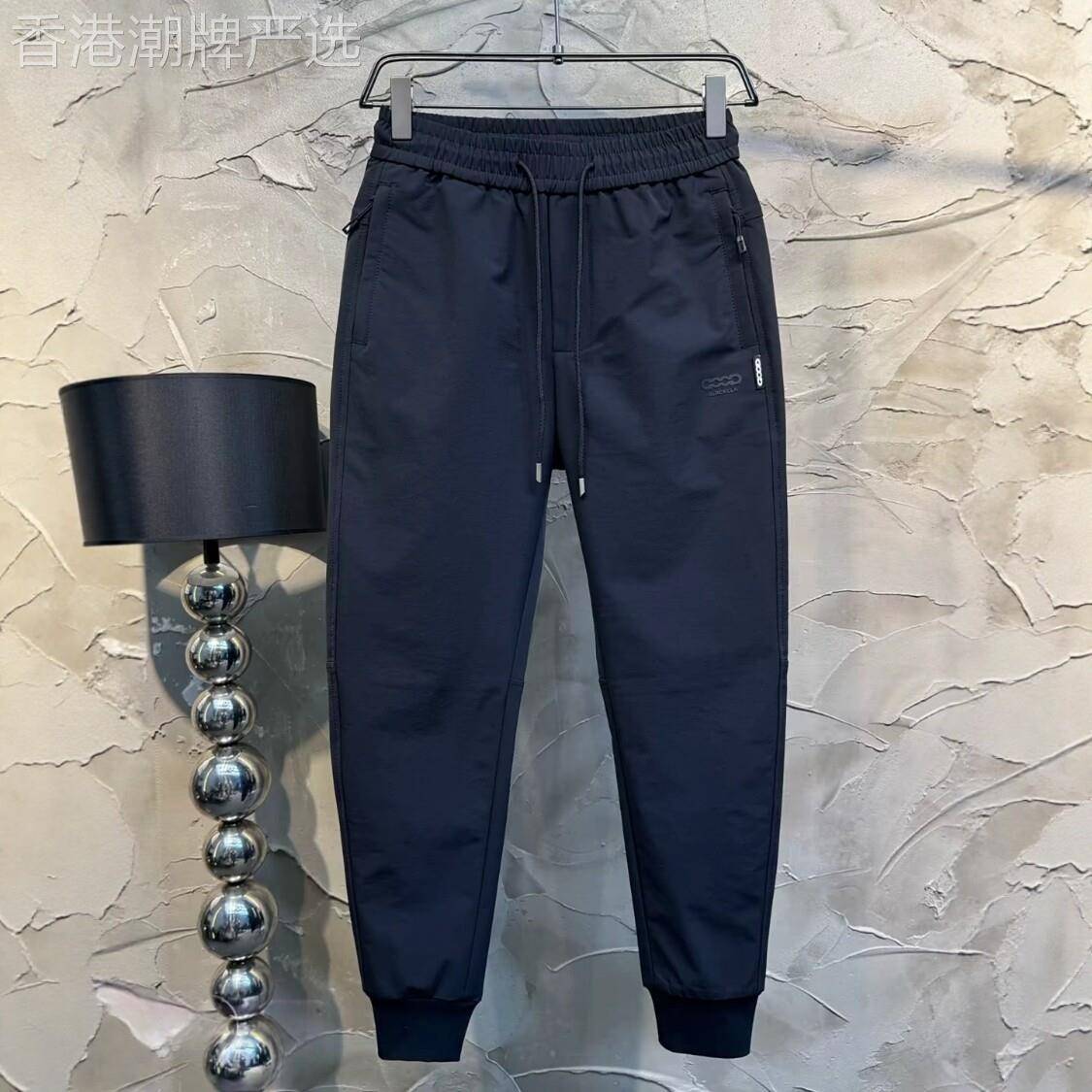 休闲运动裤男夏季2026新款潮流百搭宽松收口束脚卫裤松紧腰直筒裤