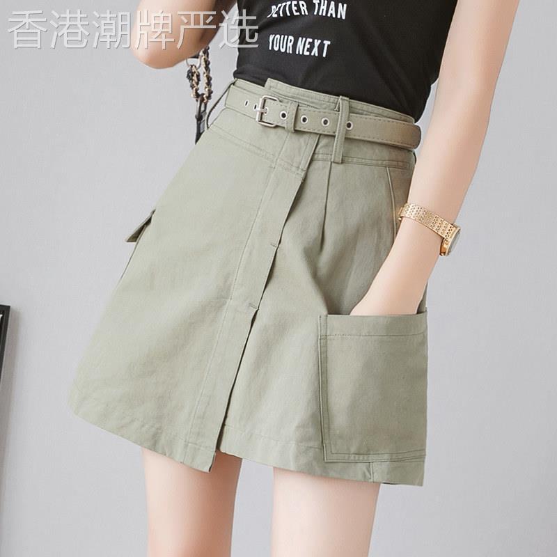 牛仔工装半身裙女夏季薄款2026新款高腰显瘦百搭不规则a字短裙子