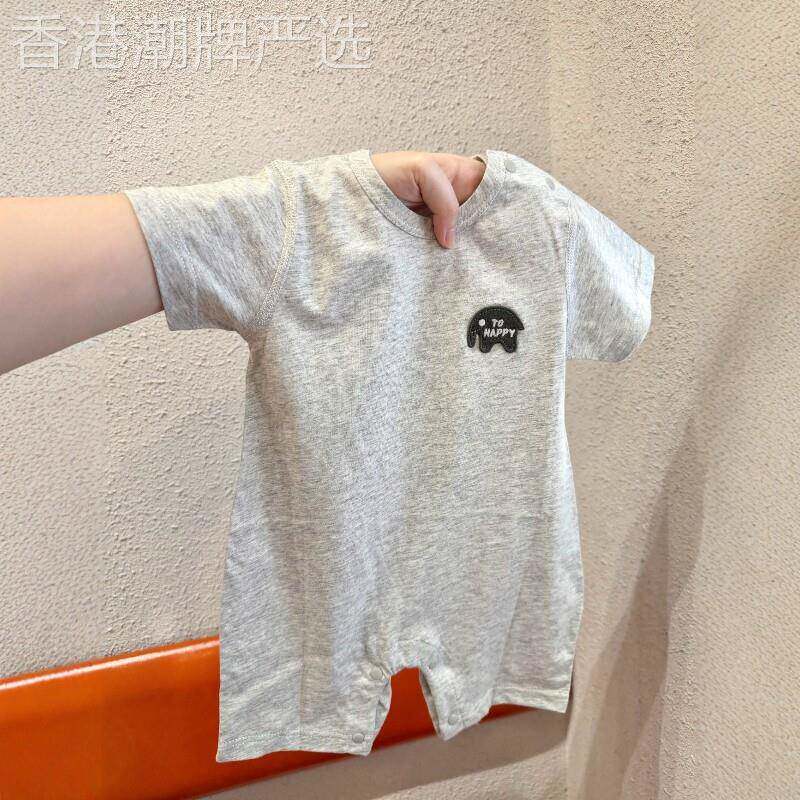 法国BADNUT婴儿夏季薄款衣服2026新款男女宝宝短袖哈衣套头连身衣