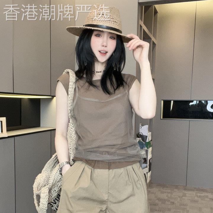 设计感假两件背心女2026夏季新款欧货洋派百搭圆领无袖上衣欧洲站