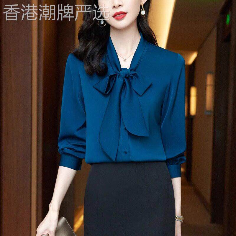 雪纺衬衫女长袖春秋2026年新款韩版宽松纯色洋派时尚气质别致上衣