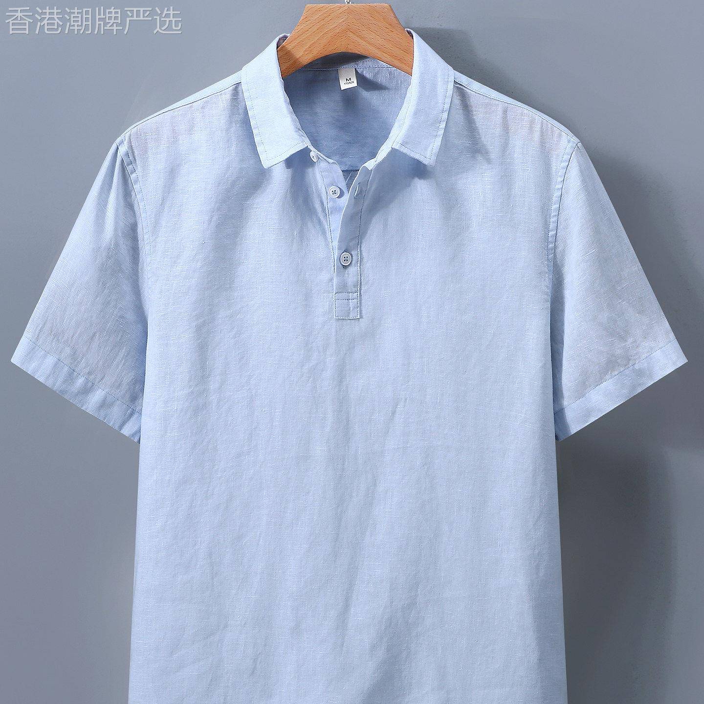 夏季新中式亚麻polo衫男短袖2026新款休闲宽松上衣透气薄款T恤衫