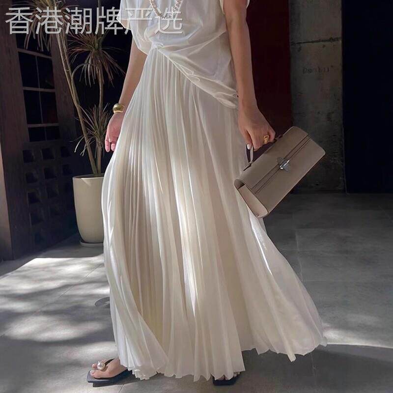 雪纺半身裙女夏季2026年新款高腰垂感显瘦中长款纱裙a字大摆伞裙
