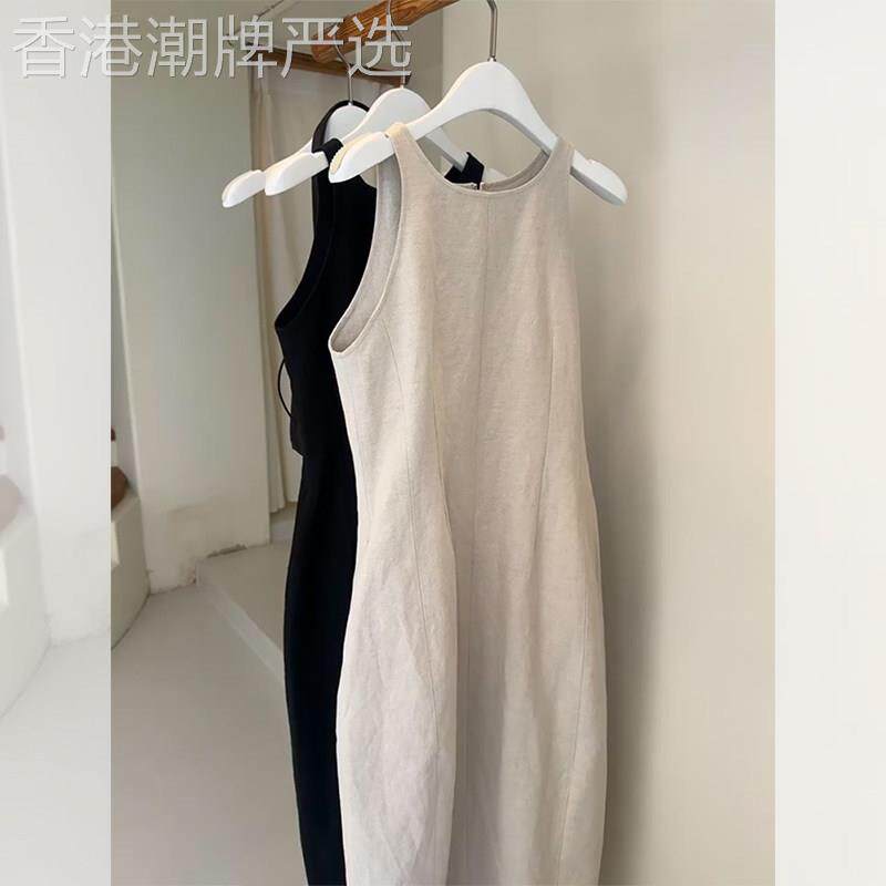 法式时尚简约气质无袖洋装女2025年夏新款小众百搭高级感背心裙