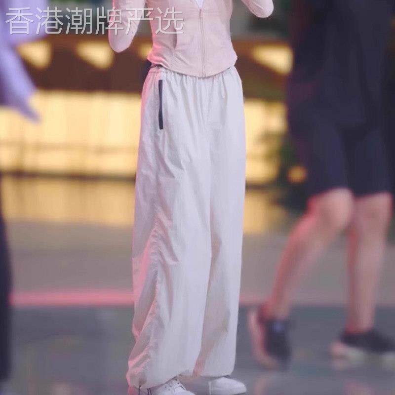 速干工装裤女夏季薄款2026新款高腰垂感小个子休闲束脚运动阔腿裤