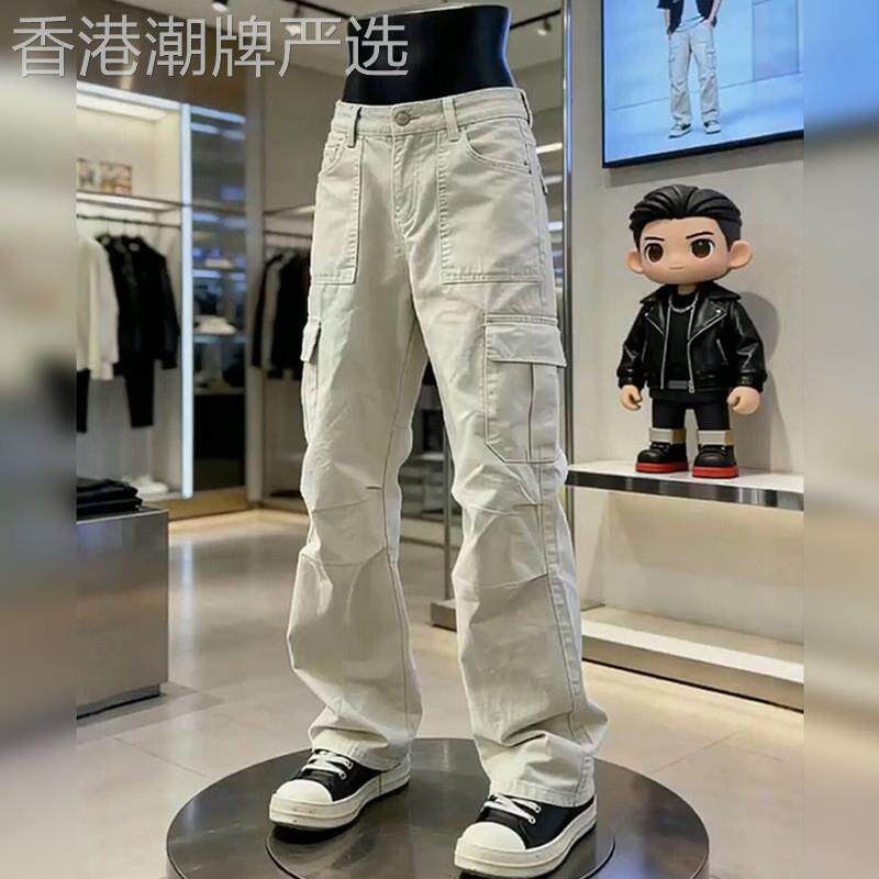 美式复古多口袋工装裤男款夏季薄款痞帅高级感裤子褶皱伞兵休闲裤