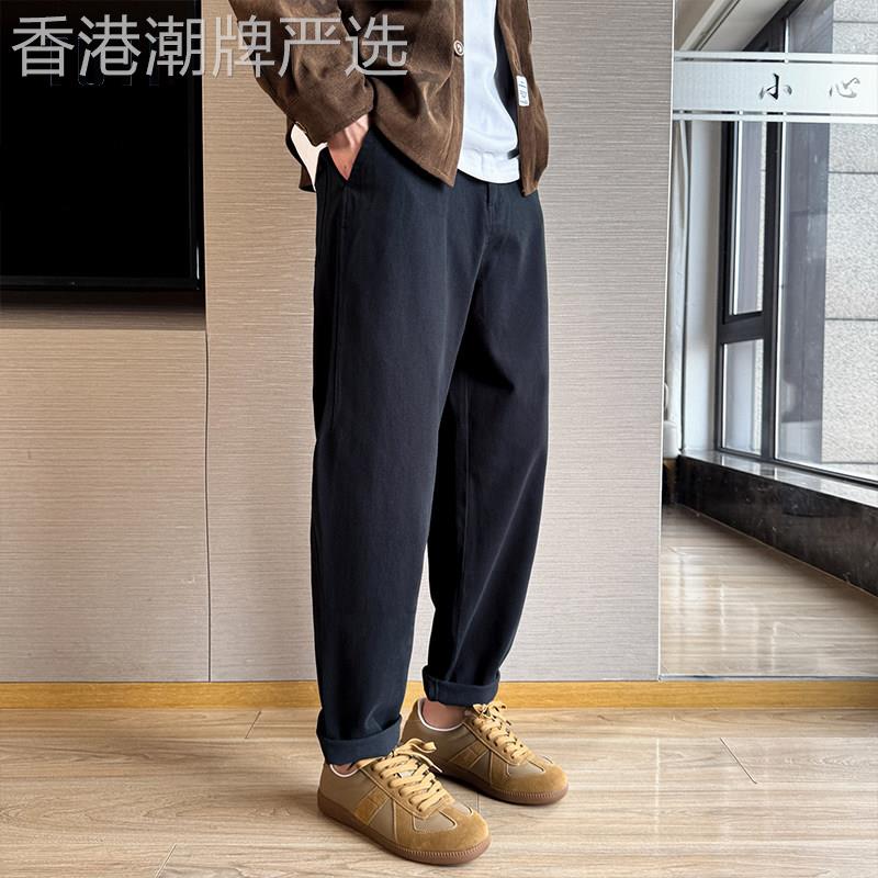 黑色休闲裤男士春秋季2026新款潮牌宽松直筒长裤子百搭黑色哈伦裤