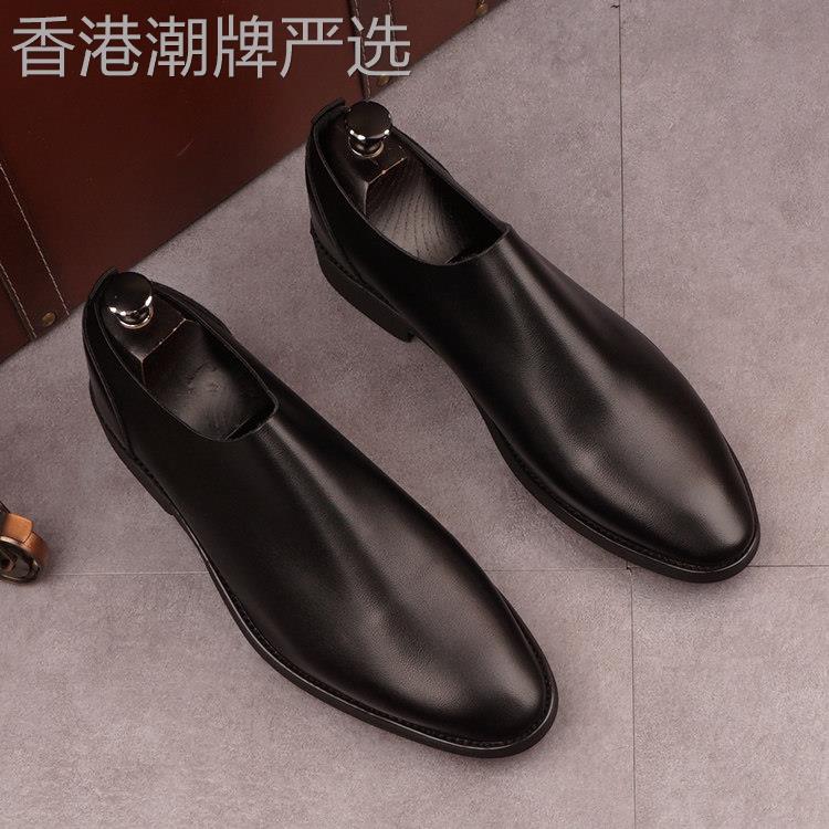 Mysterious Gifs简约个性，零负担~一脚蹬尖头软面皮鞋男韩版舒适