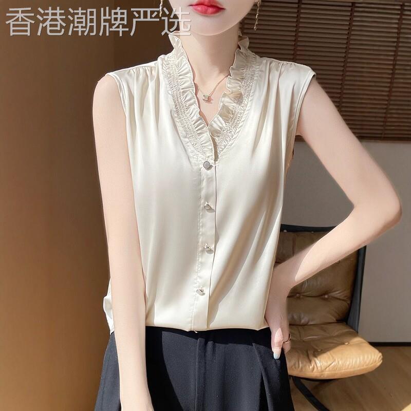 醋酸缎面吊带背心女内搭夏季2025新款高级感气质西装打底无袖上衣