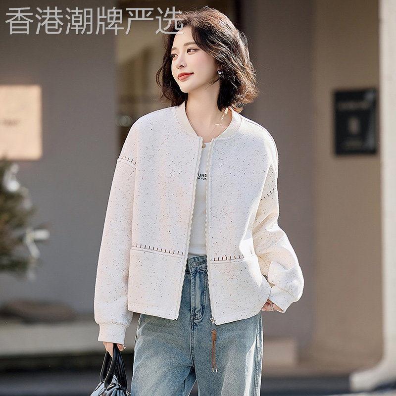 圆领短外套女春秋季新款宽松显瘦休闲洋气时尚棒球服夹克开衫上衣