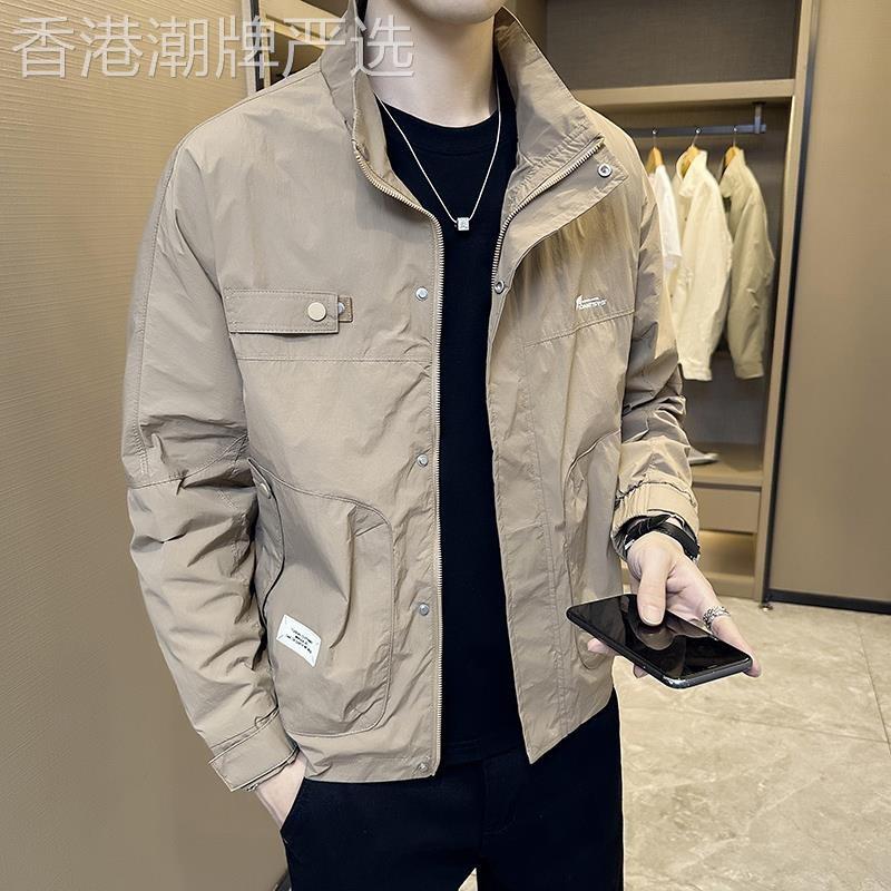 MK夹克外套男春秋款2025新款高端立领休闲短款宽松男士工装上衣潮