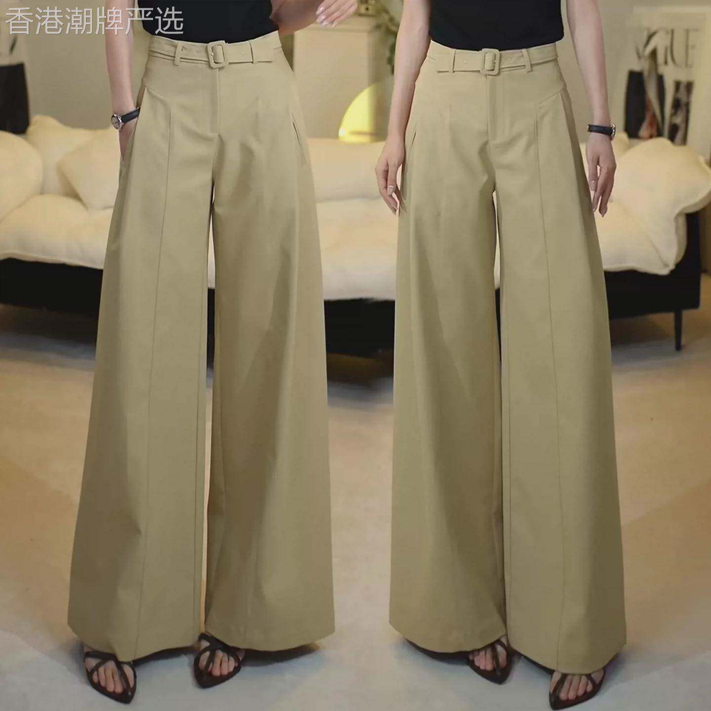 高档女士春秋西装阔腿裤老钱风休闲裤爆款垂感直筒裤高级感大甩裤
