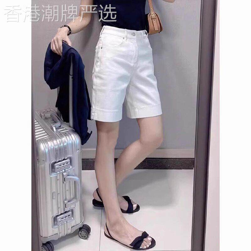 白色牛仔短裤女夏季薄款2025年新款高腰显瘦小个子休闲直筒五分裤