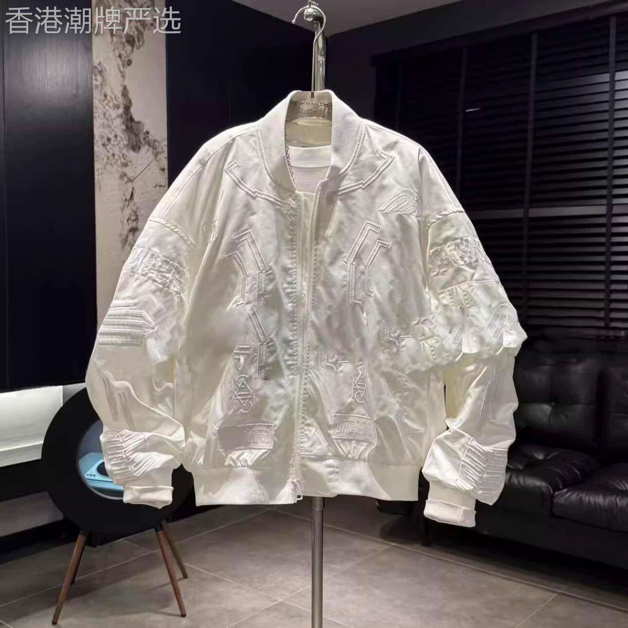 刺绣潮牌棒球领外套男春秋季宽松百搭时尚夹克韩版痞帅美式上衣服