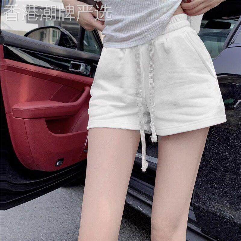 白色纯棉高腰短裤女夏季薄款2026新款小个子运动休闲显瘦a字热裤