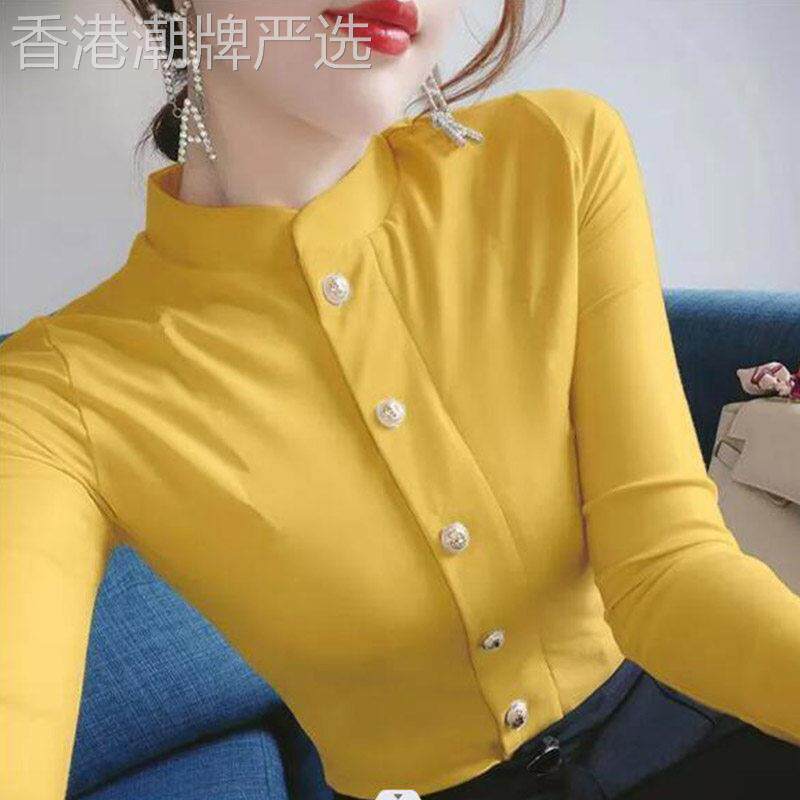 半高领打底衫女内搭春秋薄款2025新款洋派修身显瘦百搭长袖衬衫女