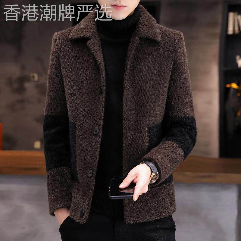 ZaSaFran~毛呢短夹克男2025春秋新款韩版修身短款小风衣潮流帅气