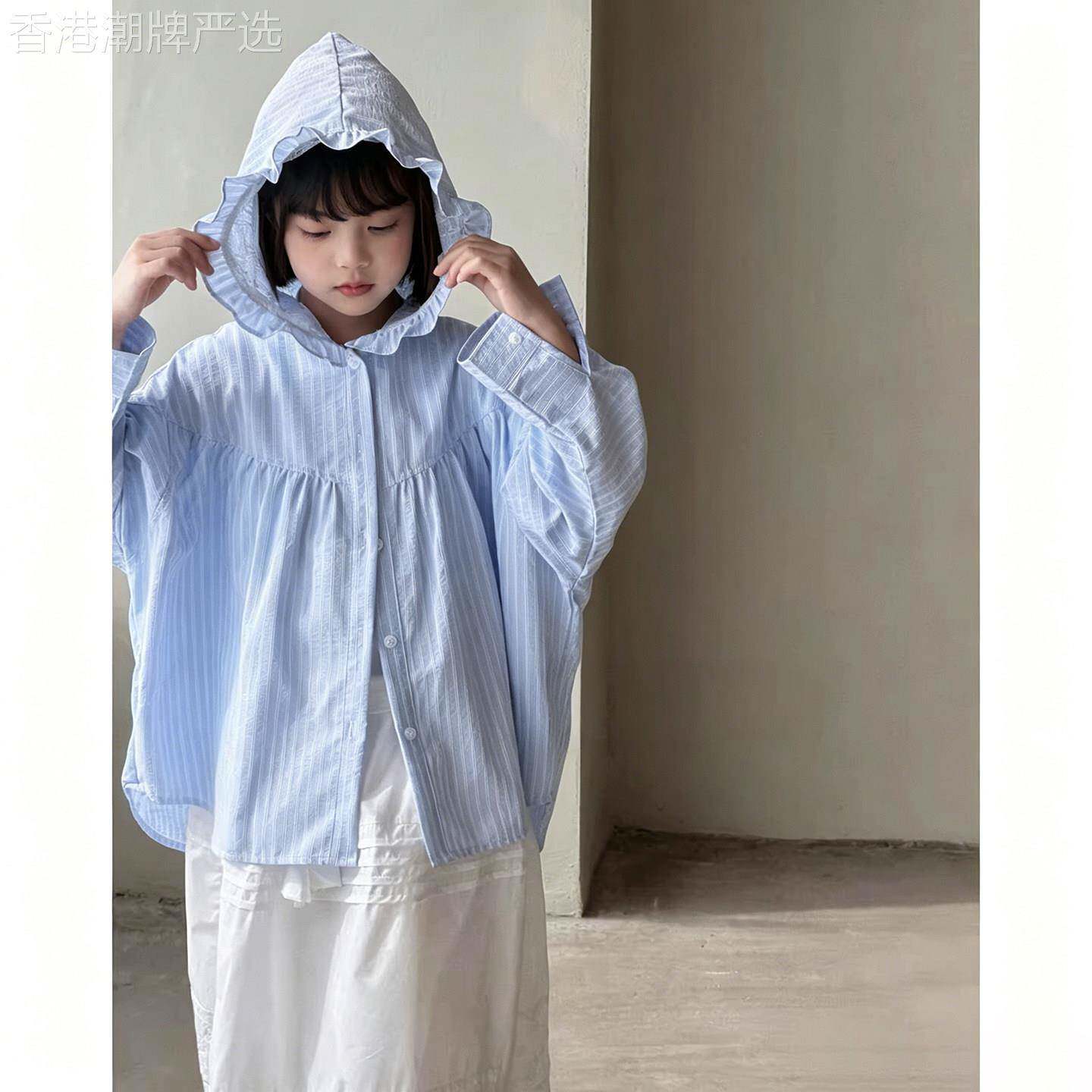 法国Uamtor韩系甜美女童防晒衣外套夏季2026新款儿童装衬衫防晒服