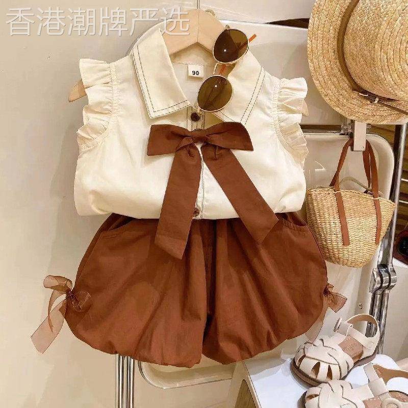 法国BADNUT婴儿衣服夏季薄款背心甜美女宝衬衫套装2026新款两件套