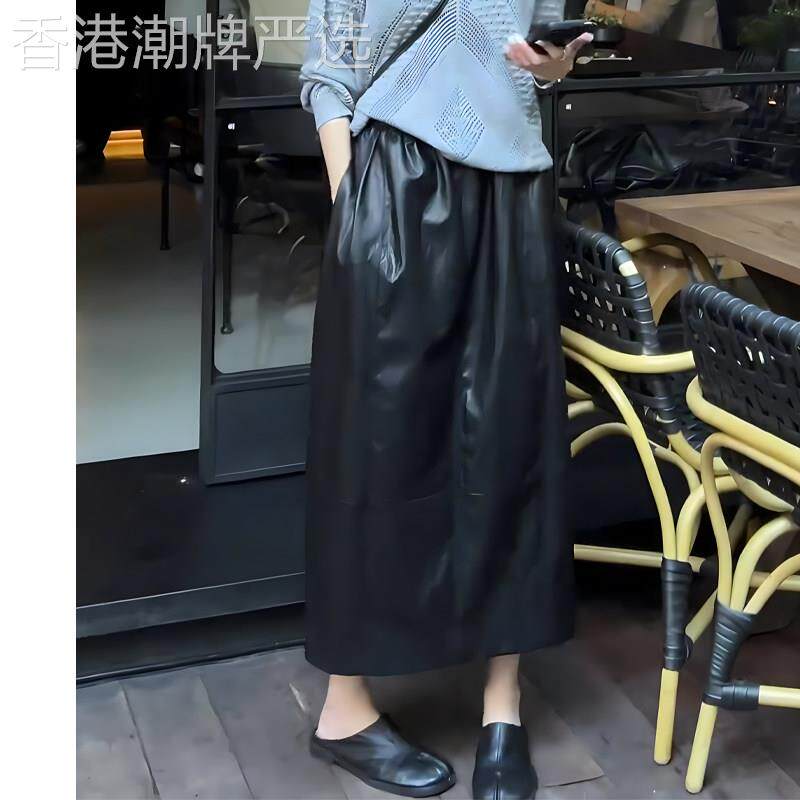 黑色皮裙女2026春季新款高级时尚气质百搭遮胯显瘦修身开叉A字裙