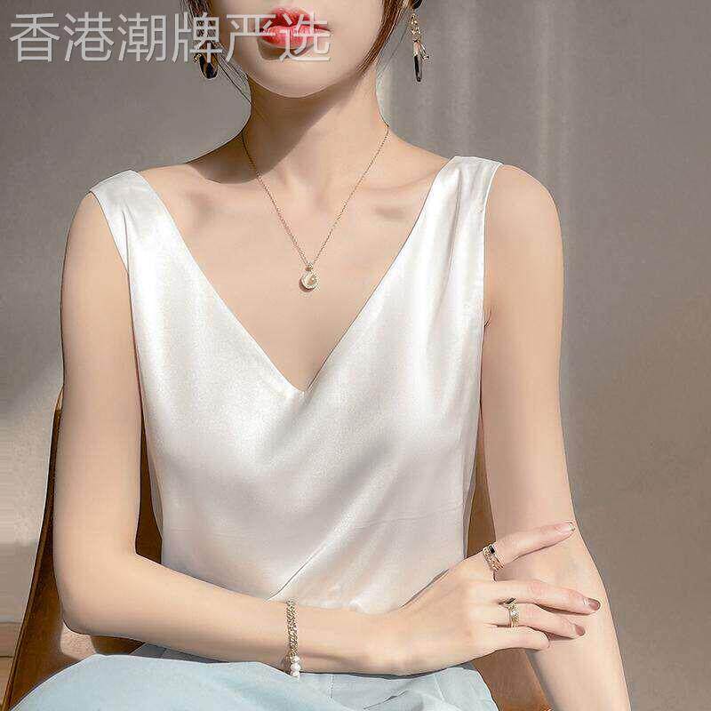 白色吊带背心女夏季西装内搭美背宽松高级感外穿醋酸缎面打底上衣