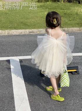 英国next road2025夏季新款女童吊带裙蝴蝶结翅膀韩版网纱连衣裙