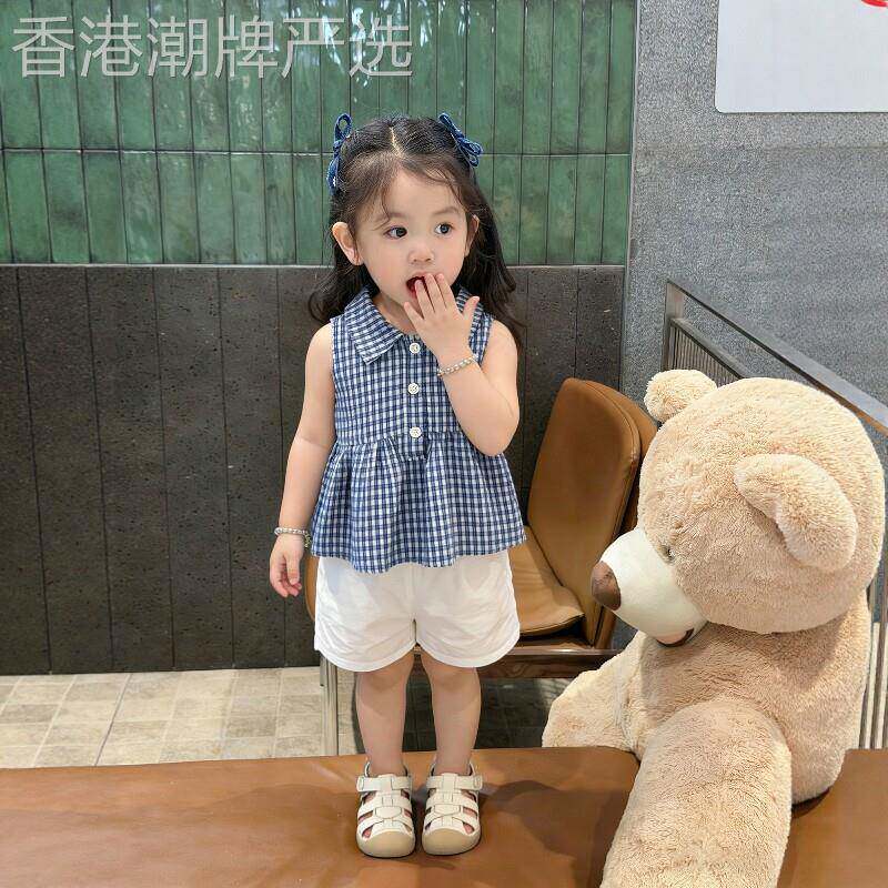 法国BADNUT女童夏季套装衬衫短裤婴儿夏薄款衣服上衣裤子外出服潮