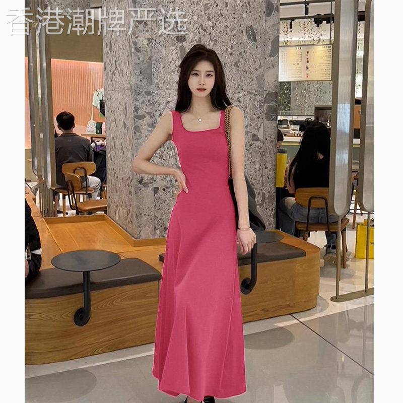 红色吊带洋装2026新款夏气质女神法式收腰显瘦休闲运动背心长裙