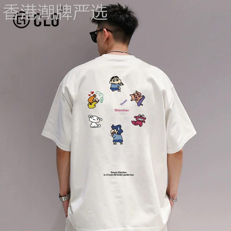 香港CLG潮牌圆圈小新纯棉日系t恤男短袖白色简约印花圆领休闲半袖