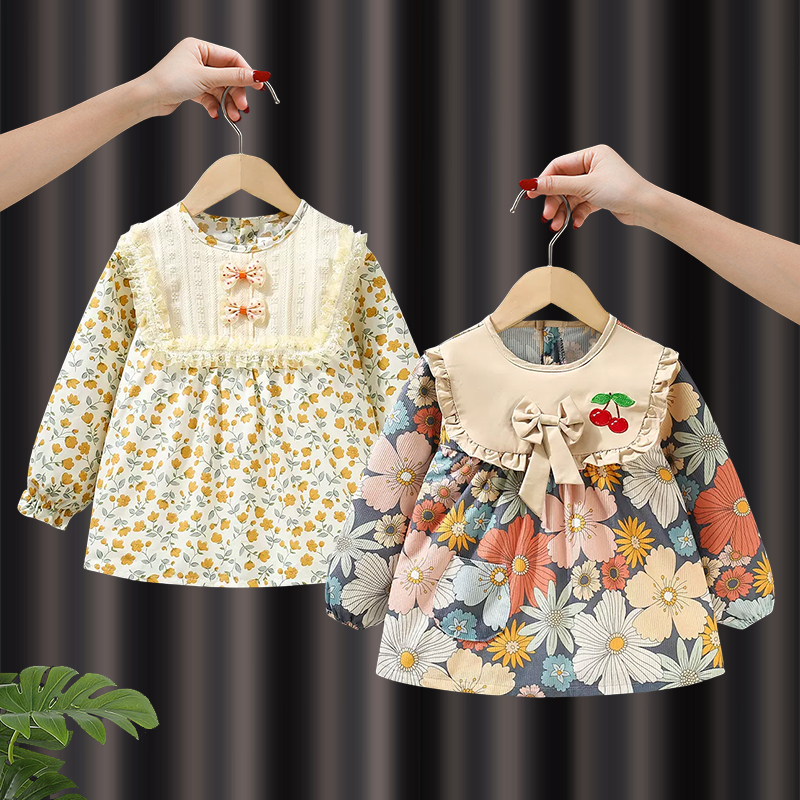 儿童罩衣宝宝吃饭围兜防水灯芯绒