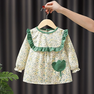 冬季 反穿衣 外穿女宝宝罩衣婴儿吃饭围兜防水防脏饭兜儿童围裙新款