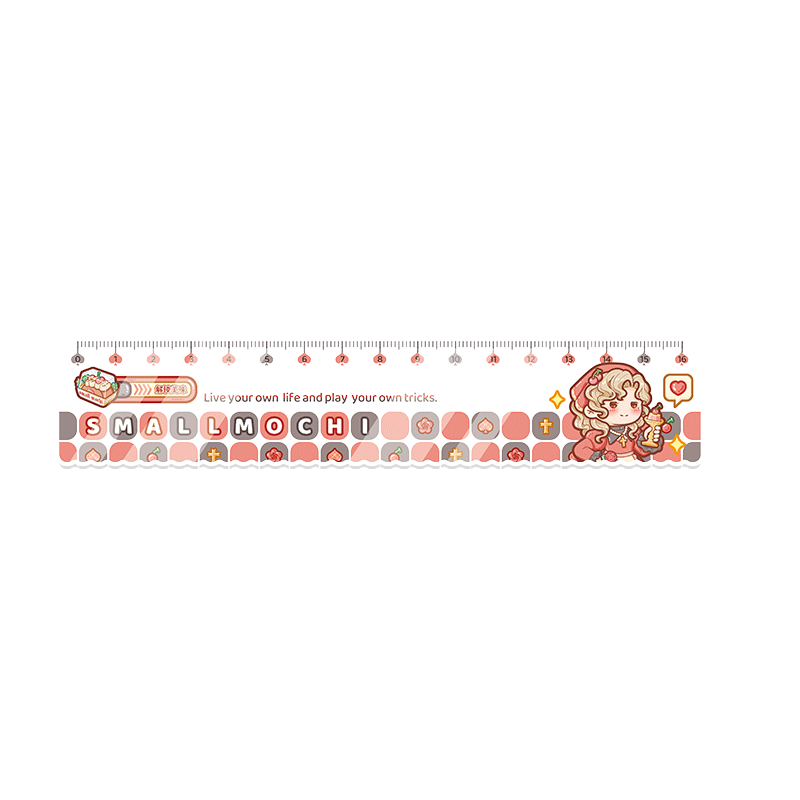 小麻薯亚克力尺子系列手账刻度标尺透明创意可爱少女心卡通ins风多功能手帐画图尺直尺尺子绘图测量学生文具