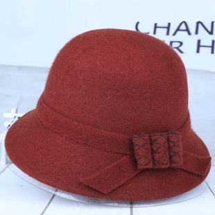2025高档秋冬天女士礼帽妈妈羊毛呢休闲盆帽中老年人帽子女奶奶