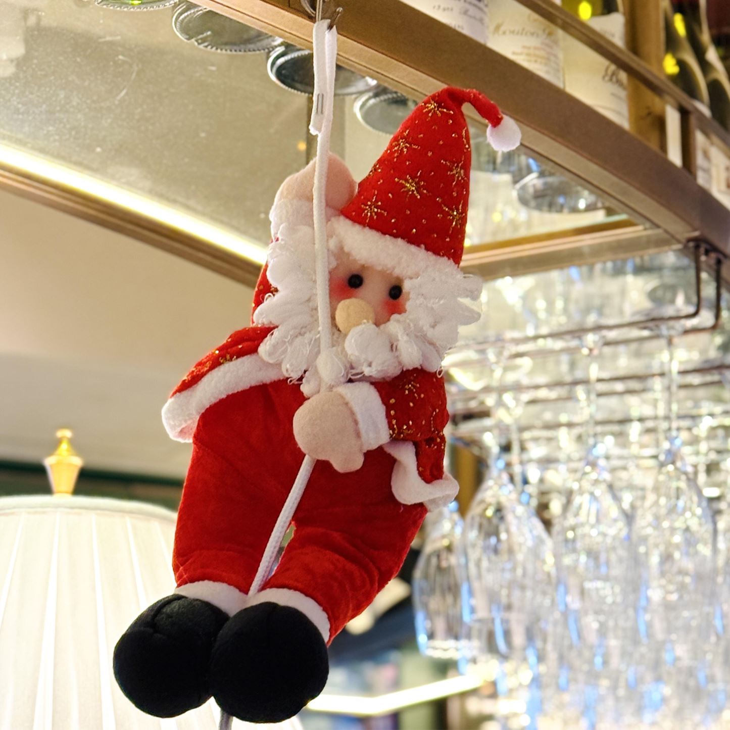 圣诞老人爬绳玩偶公仔圣诞节酒吧餐厅氛围感拍照打卡装扮场景布置