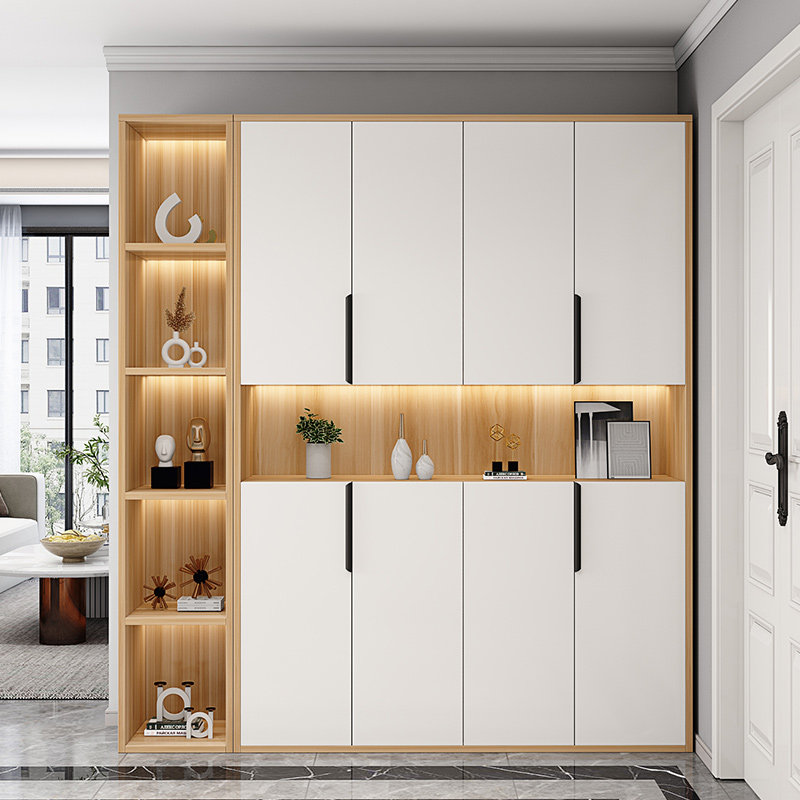 鞋柜家用门口实木入户简约现代玄关柜一体客厅隔断落地靠墙置物架