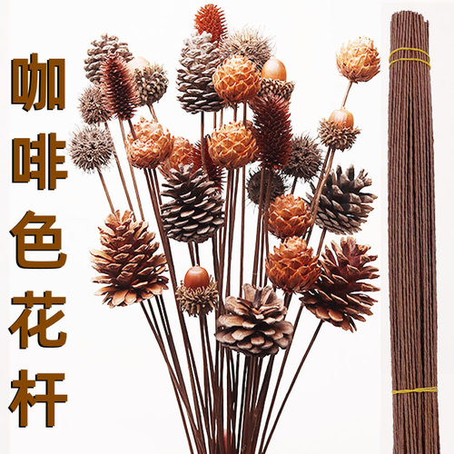 2号手工花杆干花莲蓬插杆咖啡色