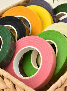 花艺胶带翻糖玫瑰花枝花茎拼接粘性纸胶布 缠绕包裹铁丝绿色纸带