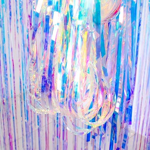 2026幻彩金光雨丝帘生日派对布置网红景区布置道具雨丝帘彩条彩带