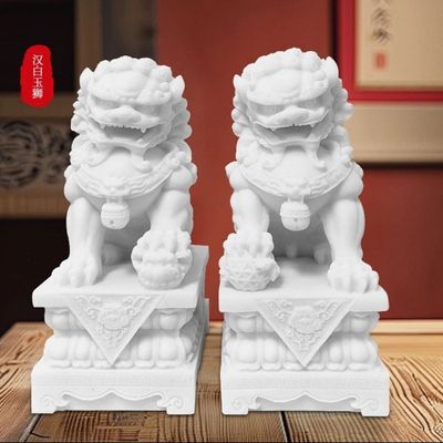 石盟曲阳汉白玉小石狮子别墅门口庭院招财镇宅汉白玉石石狮子一对